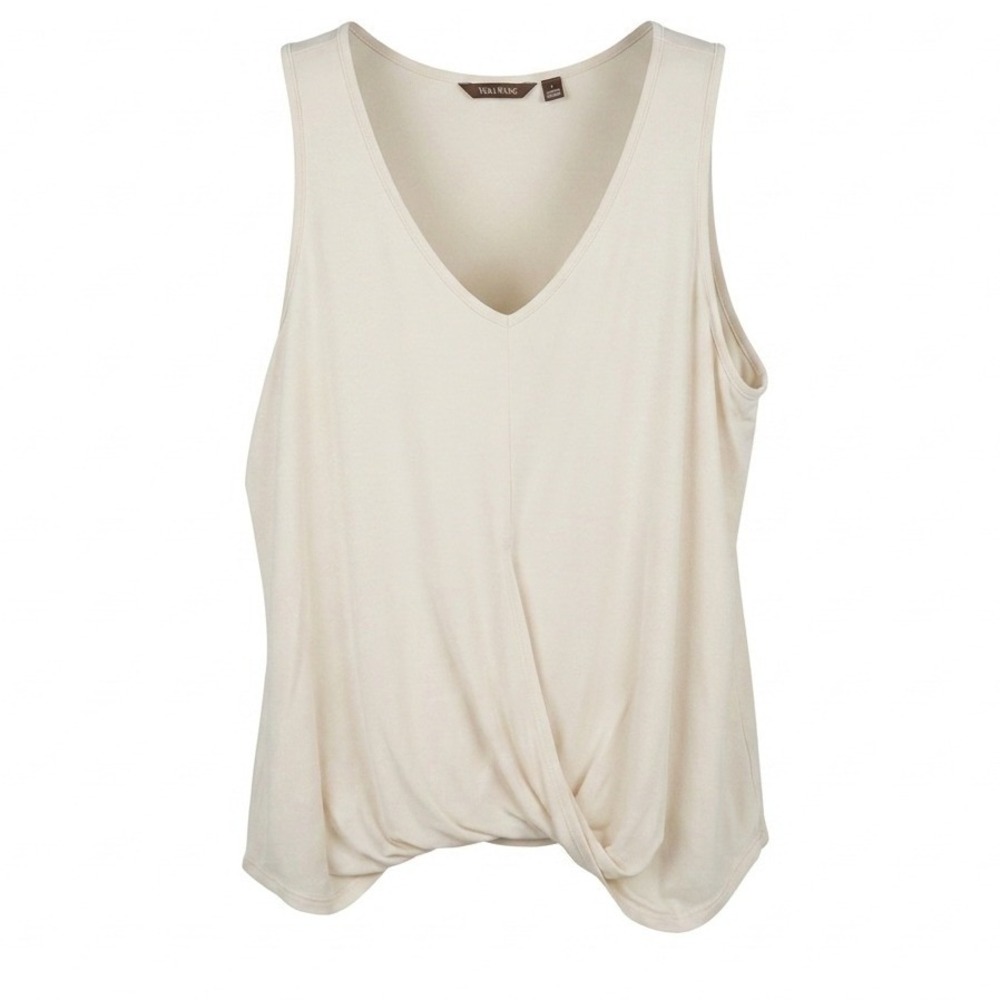 H by Halston Plus Size Clean Girl Cream V Neck Sleeveless Blouse 1X Shell Top